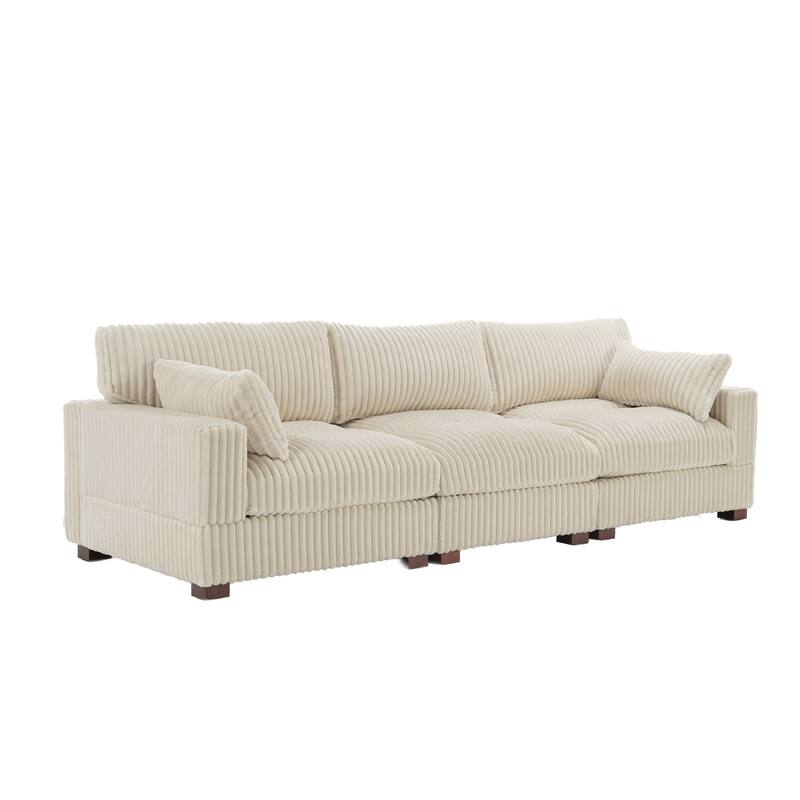 Plush Flannel Modular Sectional Sofa for Living Room