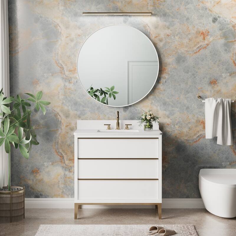 Modern Bathroom Wall Mounted Anodized Aluminum Framed Wall Vanity Mirror
