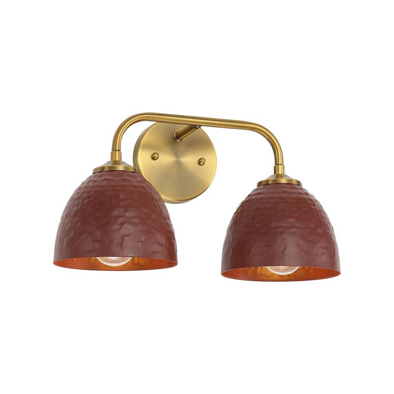 Golden Lighting 6950-BA2 MBS Shepard 2 Light 16" Wide Vanity Light - Modern Brass / Russet Clay