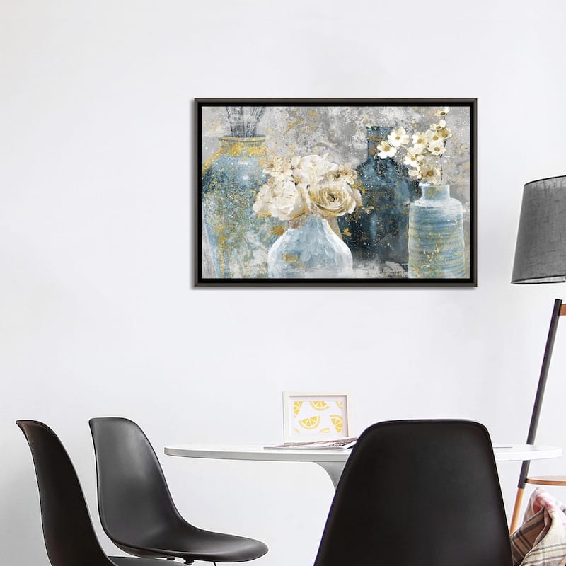 iCanvas "Vessels and Blooms Blues" by Nan Framed