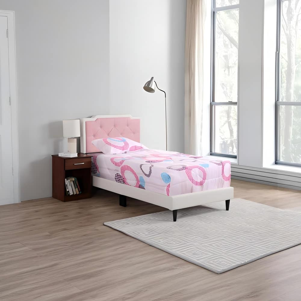 Twin Size PU Elegant Platform Bed with Foam Support