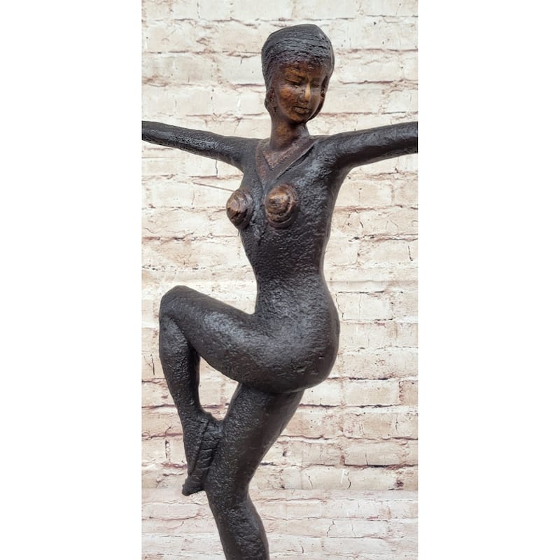 Large Chiparus Woman Dancer Art Deco Genuine Bronze Sculpture Statue