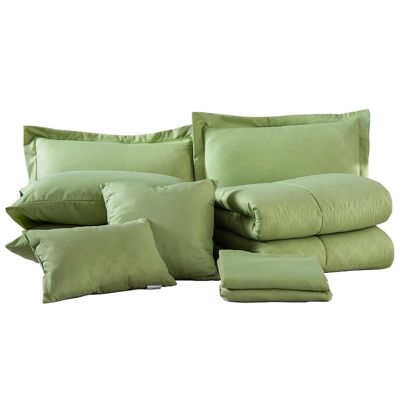 10-piece Solid Color Microfiber Comforter and Sheets Set