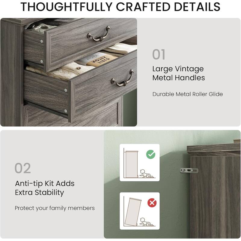 Farmhouse Drawers Dresser for Bedroom Storage Dressers Organizer