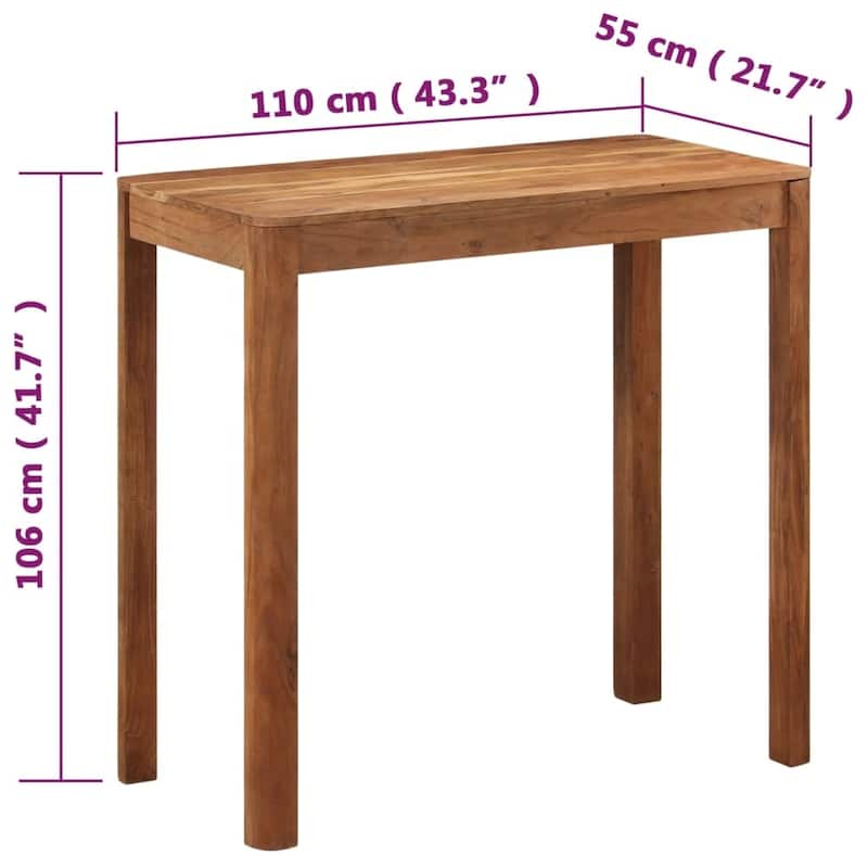 vidaXL Bar Table Kitchen Pub Dining Room Breakfast Table Solid Wood Sheesham - 21.7 x 43.3 x 41.7 in
