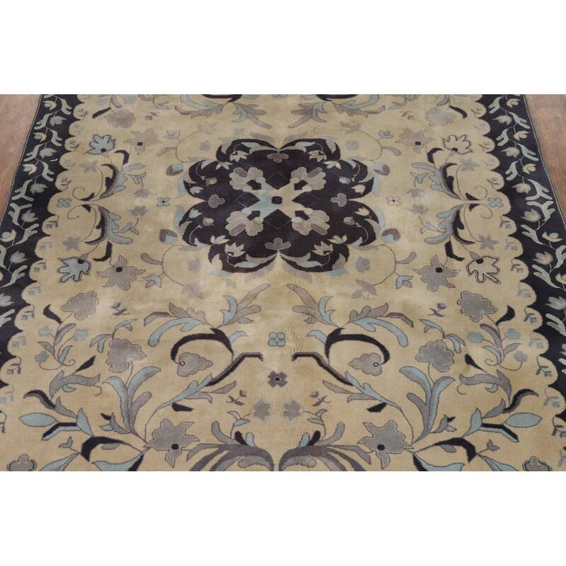 Floral Medallion Art Deco Chinese Area Rug Handmade Wool Carpet - 6'0"x 8'10"