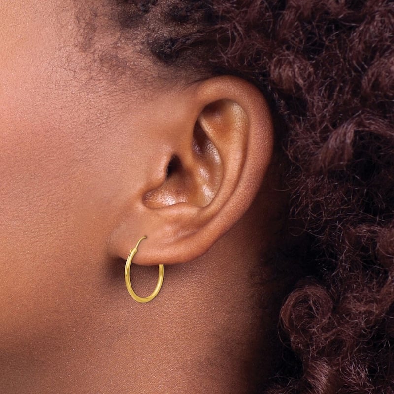 Curata 14k Yellow Gold Polished 15mm Hoop Earrings -
