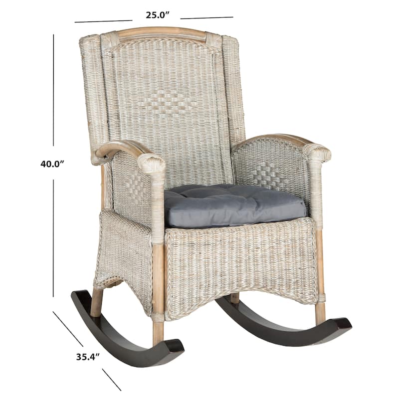 SAFAVIEH Secunda Antique Grey Rocking Chair - 25" x 35.4" x 40" - 25Wx35Dx40H