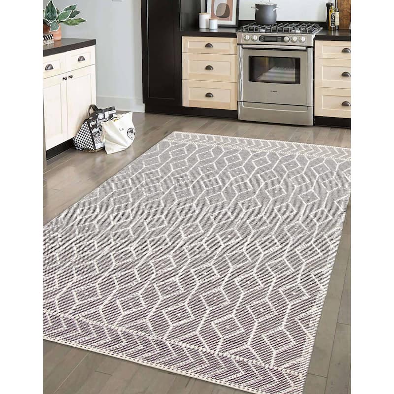 ECARPETGALLERY Braid weave Sienna Grey Wool Rug - 5'1 x 8'0