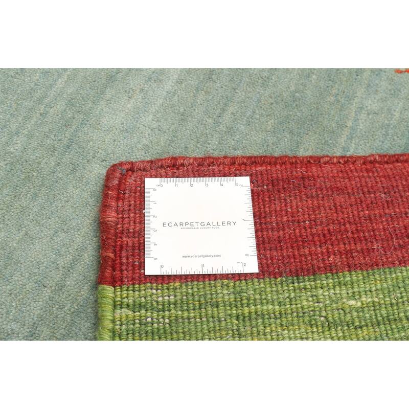 ECARPETGALLERY Hand Loomed Kashkuli Gabbeh Aqua Wool Rug - 4'1 x 5'9