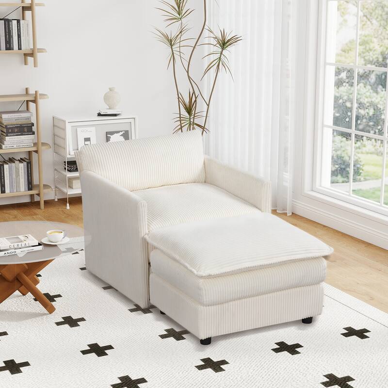 Gymax Oversized Accent Chair w/ Ottoman Soft Cushions & Deep Seat for