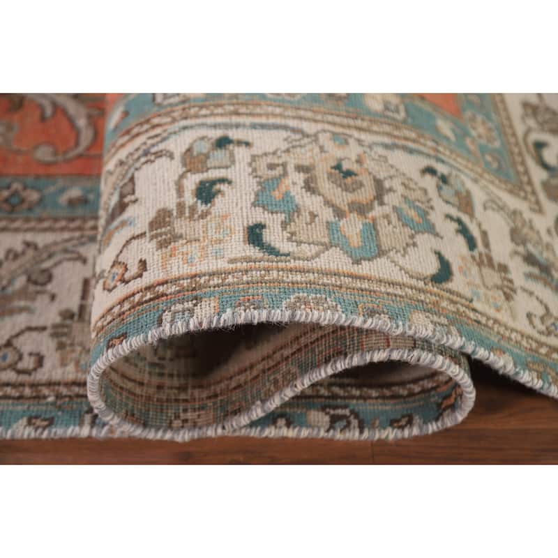 Hand Knotted Oriental 100% Wool Carpet Traditional All-Over Oranges & Rust Tabriz Area Rug - 10' 11'' X 7' 1''