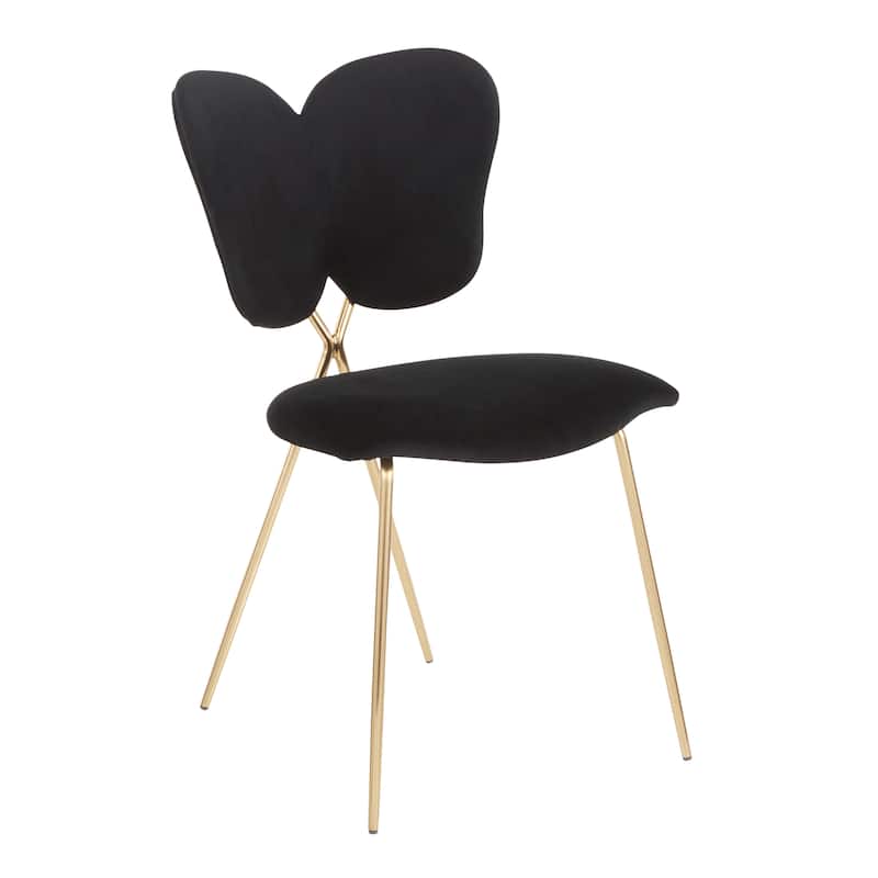 Madeline Chair in Velvet & Gold Metal - Set of 2 - N/A - Black
