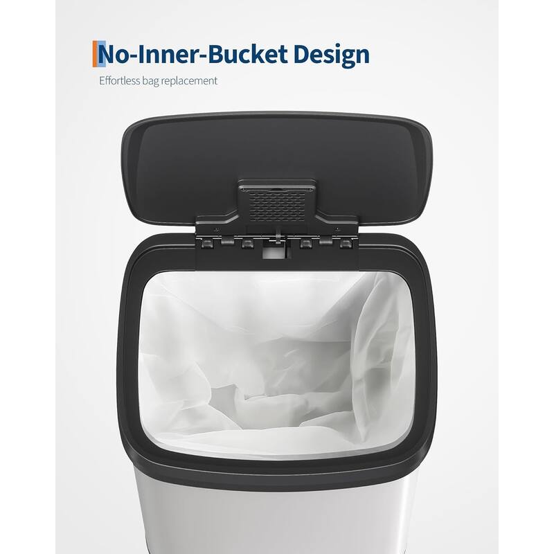 13 Gal Step-on Stainless Steel Trash Can with Soft-Close Lid for Home, Kitchen, Office