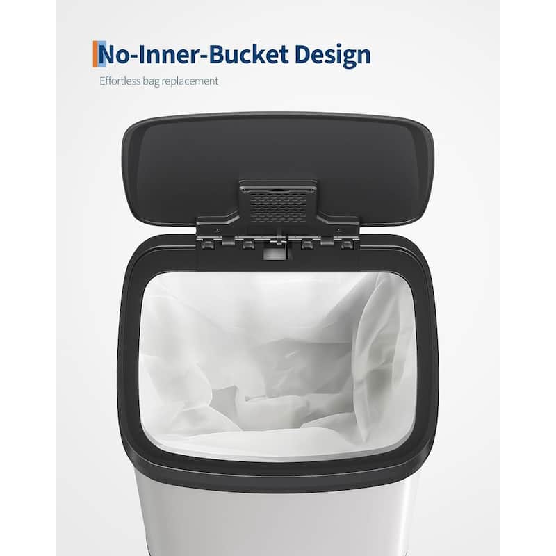 16 Gal Step-on Stainless Steel Trash Can with Soft-Close Lid for Home, Kitchen, Office