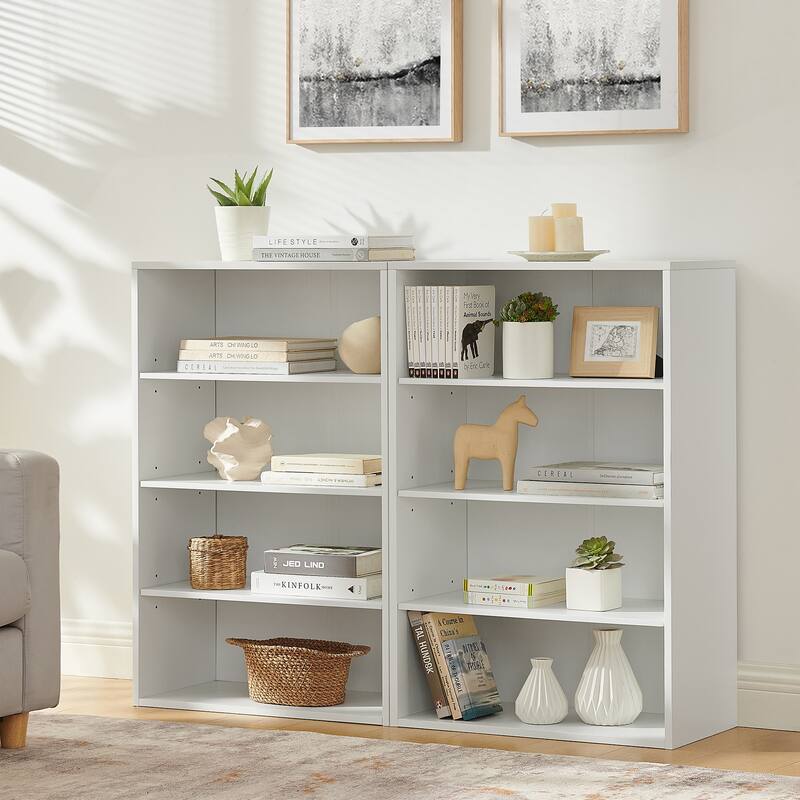 Modular 8-Tier Storage Cabinet –Convertible Bookcase with Adjustable Shelves, Dual-Layer Design Separates into Two 4-Layer Units
