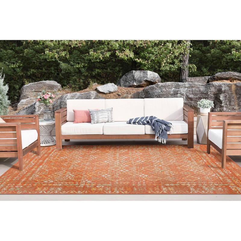 Alfresco Nautical & Coastal Border Reversible Indoor/Outdoor Area Rug