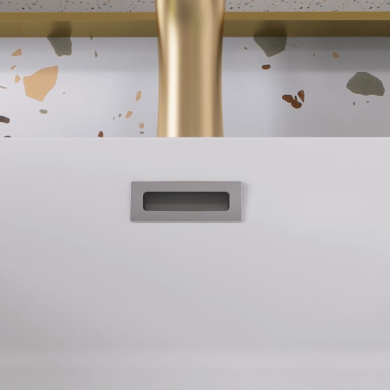 Wall Mounted Bathroom Vanity with Solid Surface Sink and Soft Drawers