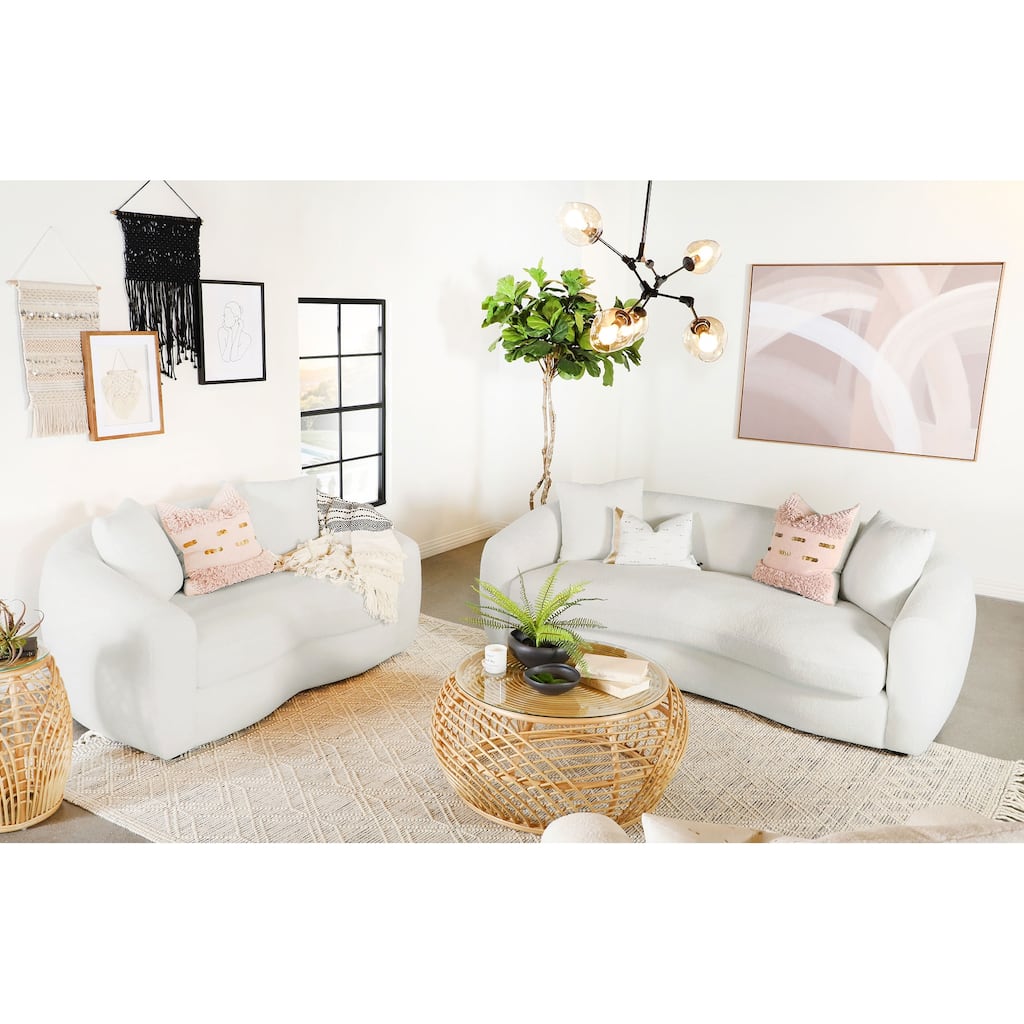 Isabella Faux Sheepskin Upholstered Sofa Set Natural