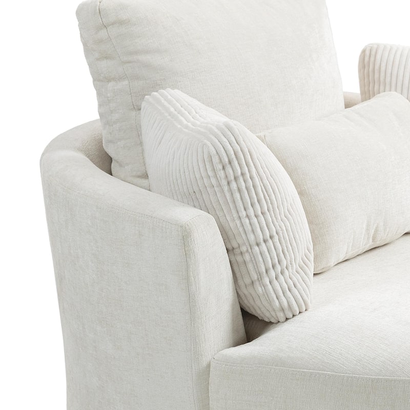 Upholstered Accent Swivel Barrel Armchair Club Chair with Pillows