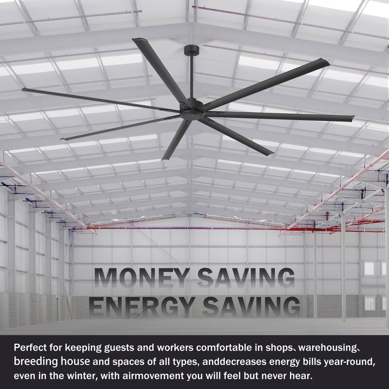 120" Indsutrial Extra Larger HVLS Commercial Ceiling Fan with Remote and Aluminum Blades