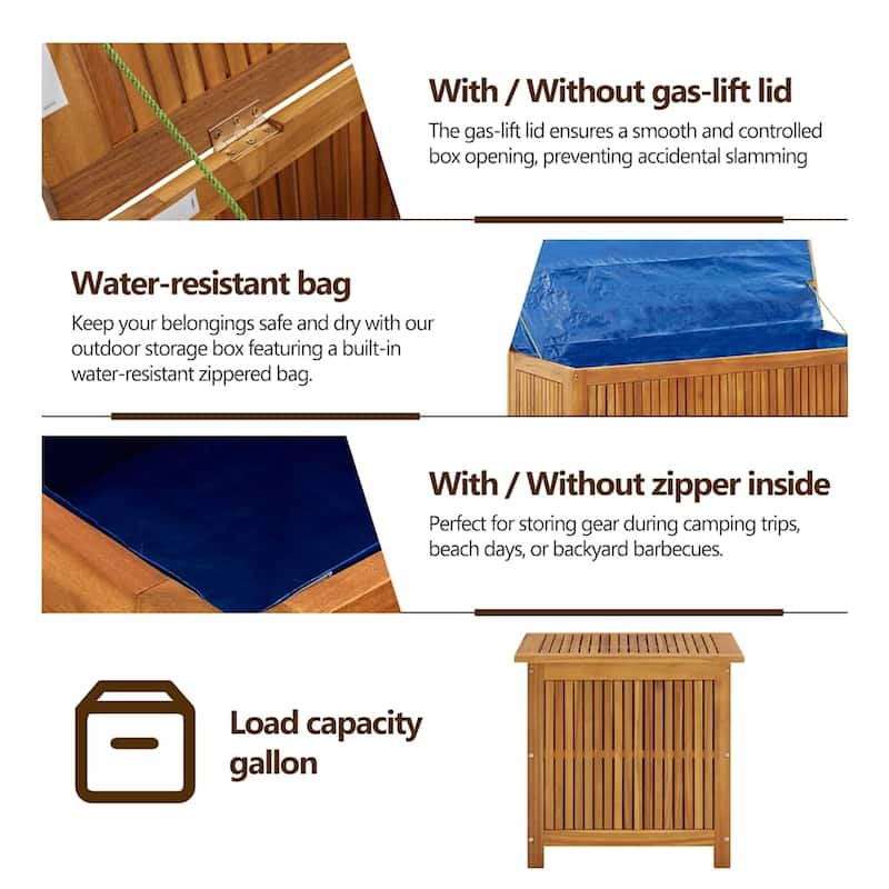 vidaXL Outdoor Storage Box, Solid Acacia Wood