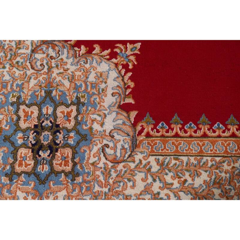 Hand Knotted Oriental 100% Wool Carpet Traditional Floral Red Kerman Area Rug - 15' 8'' X 11' 7''