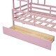preview thumbnail 10 of 12, Pink Twin Size Solid Wood House Platform Bed with Guardrail and Drawer