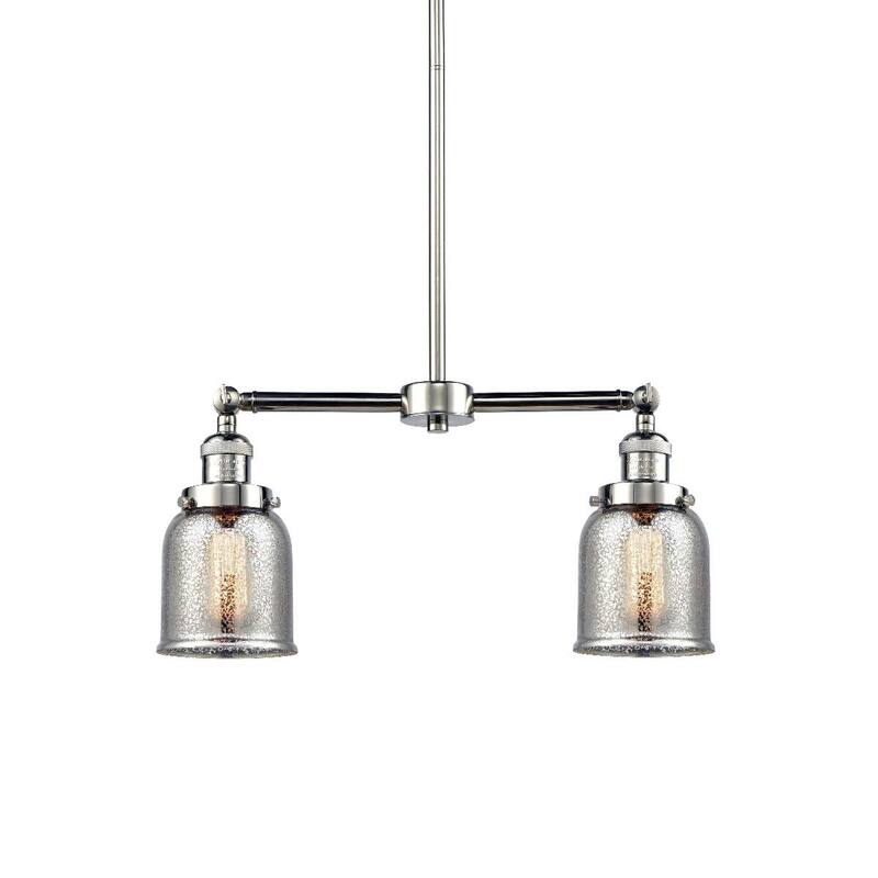 Innovations Lighting Small Bell 2 Light 21" Wide Linear Chandelier - Polished Nickel / Silver Plated Mercury