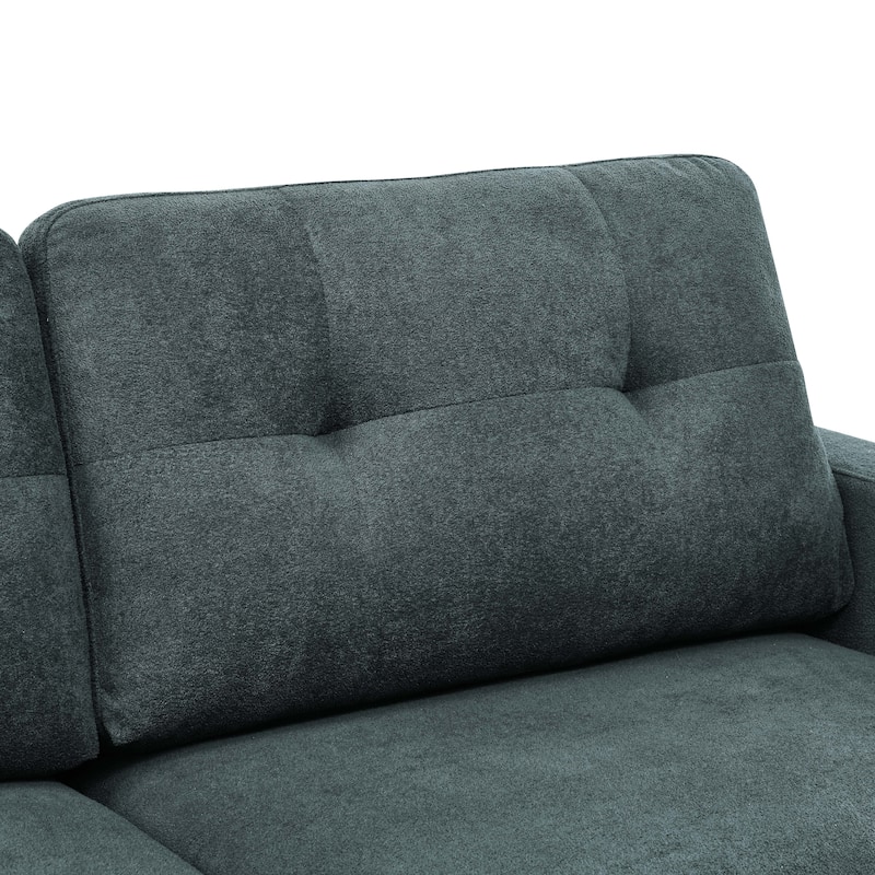 67.7" Mid-Century Tufted Loveseat with Wood Legs - 29.5" D x 67.7" W x 34.6" H