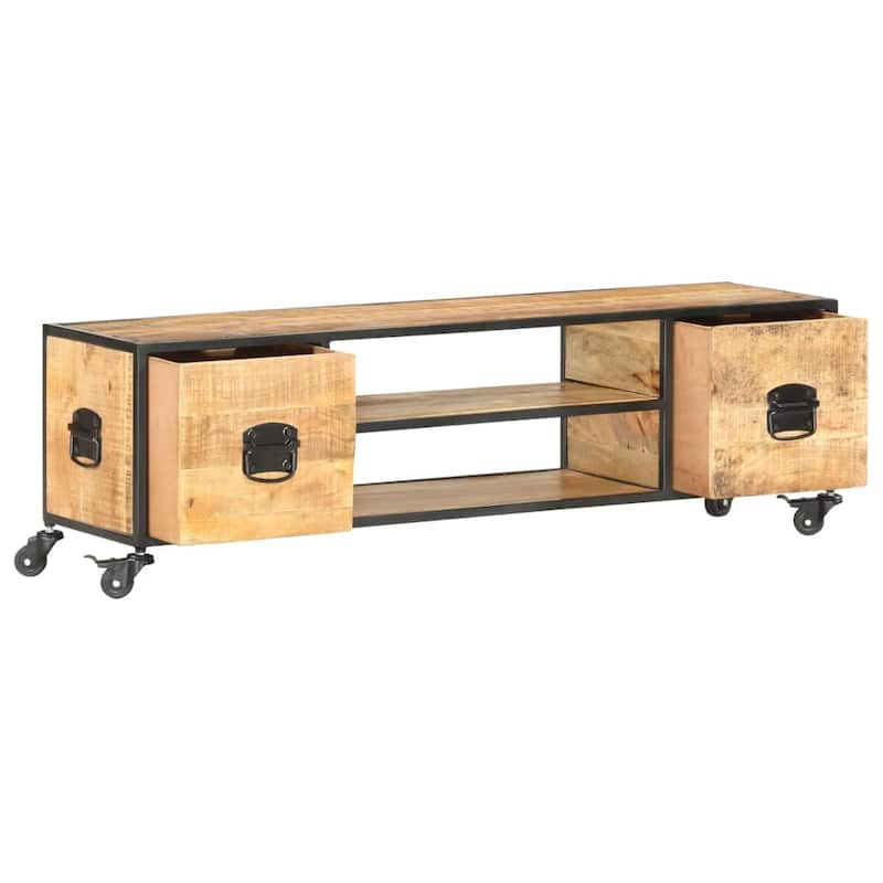 vidaXL TV Stand 51.2"x11.8"x15.4" Solid Wood Mango