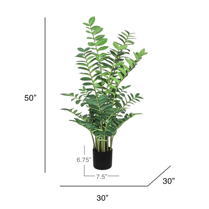 50in Real Touch Artificial Zamiifolia ZZ Plant in Black Pot - 50" H x 30" W x 30" DP