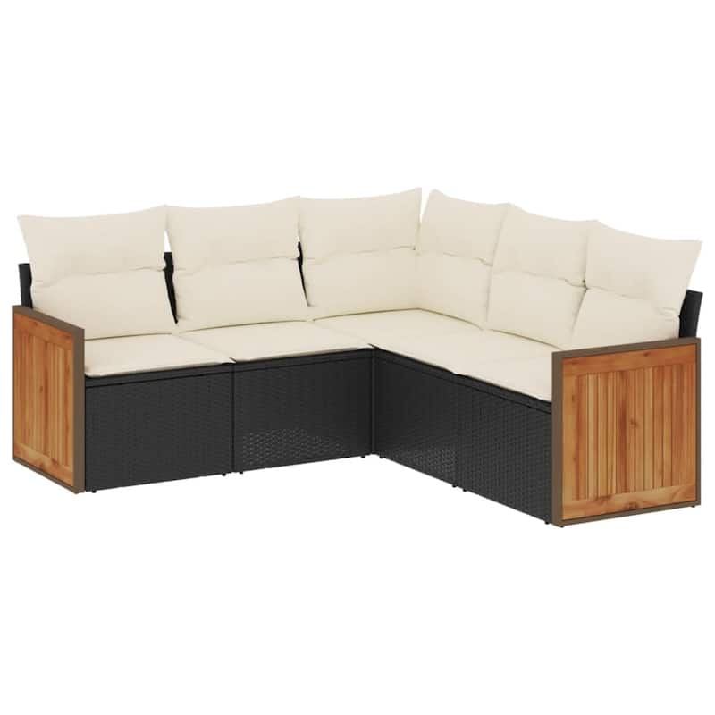 vidaXL Patio Sofa Set with Cushions Outdoor Conversation Furniture Poly Rattan