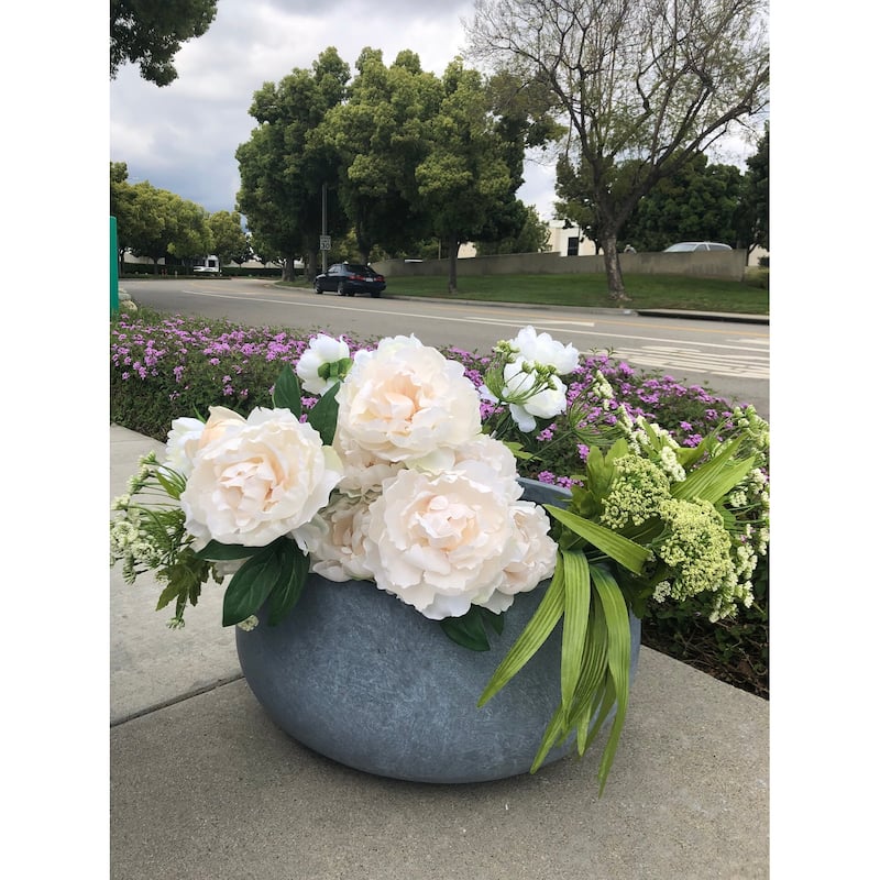 Durx-litecrete Lightweight Concrete Modern Low Bowl Cement Planter-Large - 19.7'x19.7'x9.8'