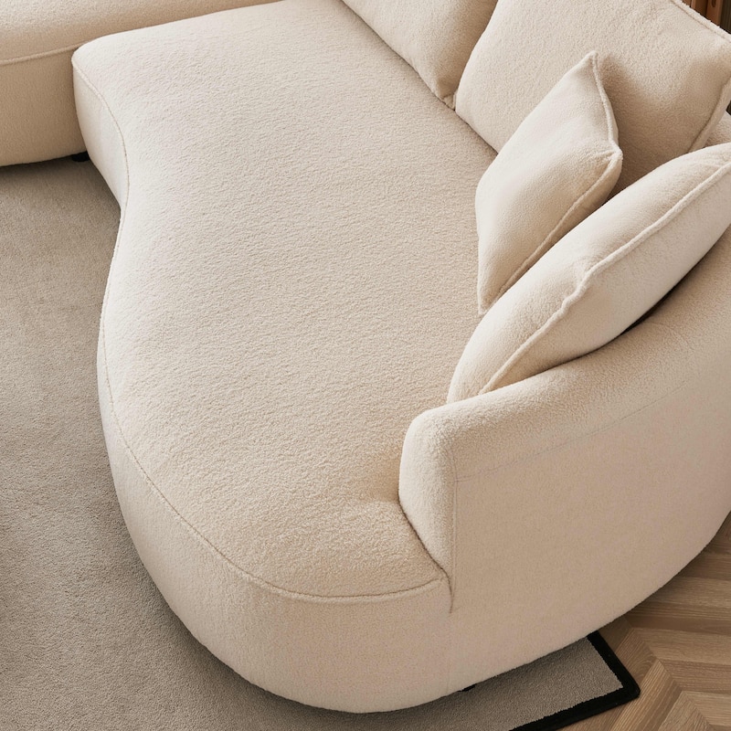 122.8" Modern Teddy Fabric Cloud Curved Sofa -- Left Facing