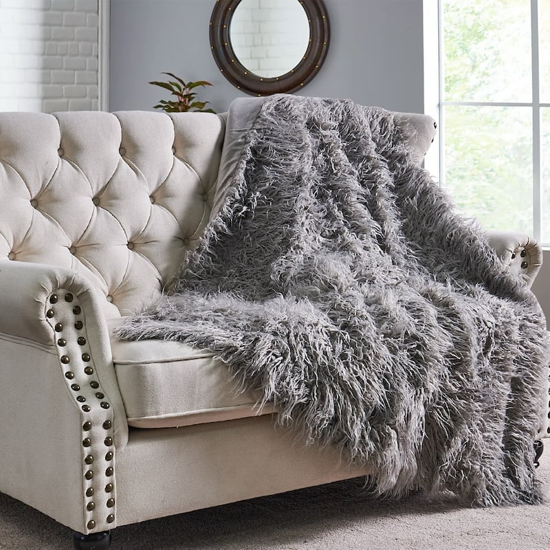 Karenne Shaggy Fauxfur Throw Blanket