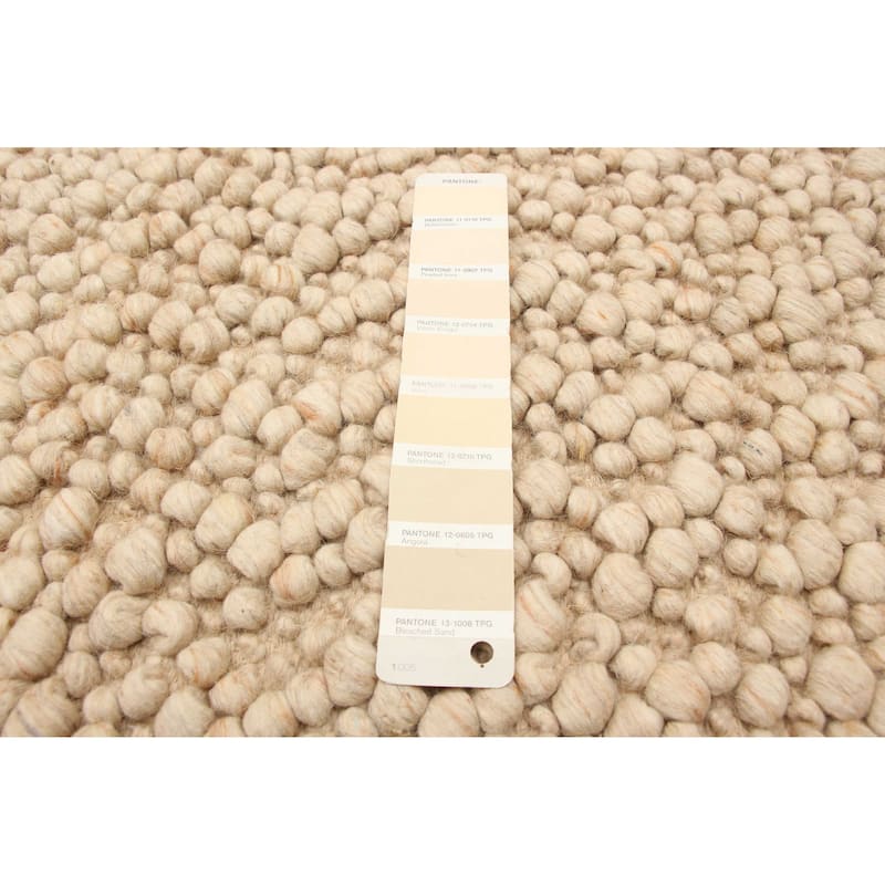 ECARPETGALLERY Braid weave Sienna Beige Wool Rug - 5'2 x 7'6