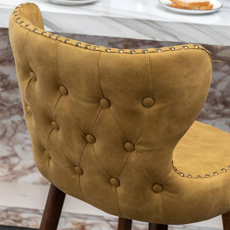 Modern Faux Leather Tufted Nailhead Trim Counter Stool Set of 2
