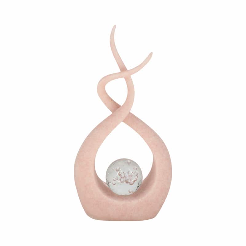 Swirl Design Decorative Modern Figurine with Marble Accent, Home Decor - 6" x 3" x 12"