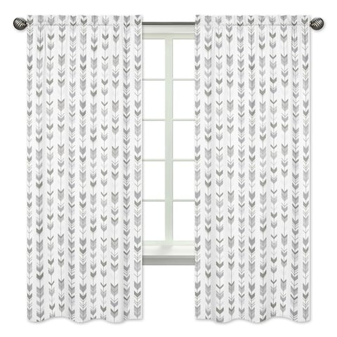 Sweet Jojo Designs 84-inch Window Curtain Panel Pair for the Grey and White Mod Arrow Collection