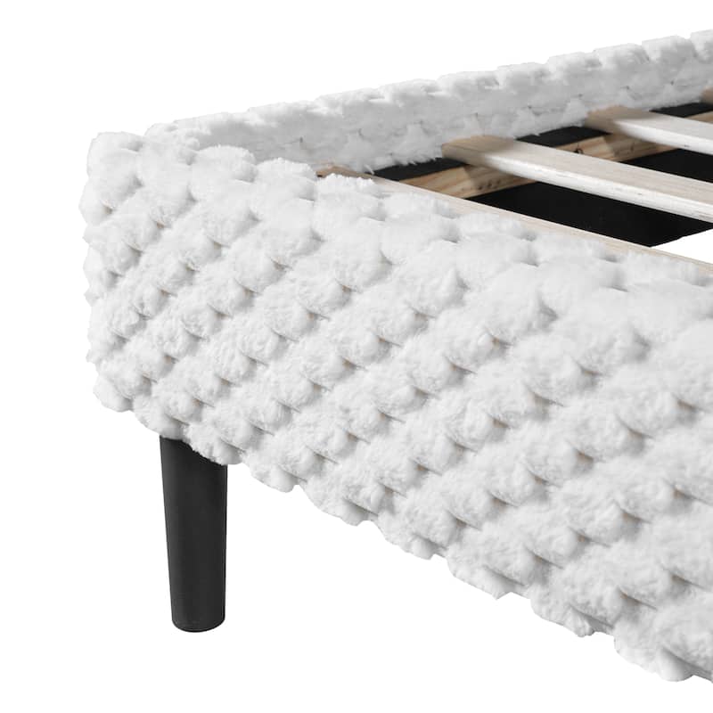 Upholstered Queen Bed with Plush Fabric and Padded Backrest Solid Wood Frame