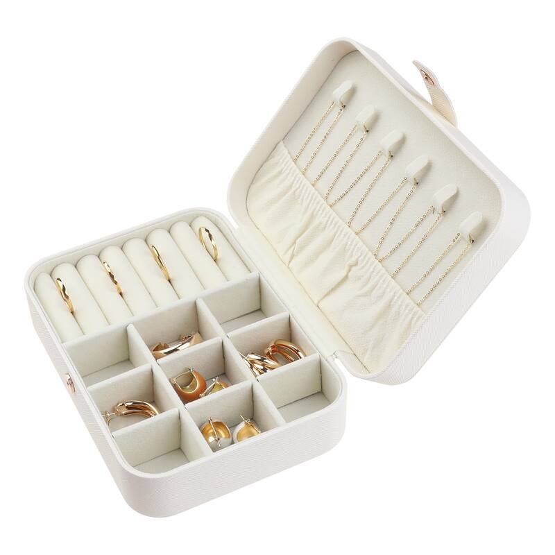 Travel Jewelry Box for Women Girls Birthday Gifts, Small Portable PU Leather Jewelry Organizer Case Storage Display Holder
