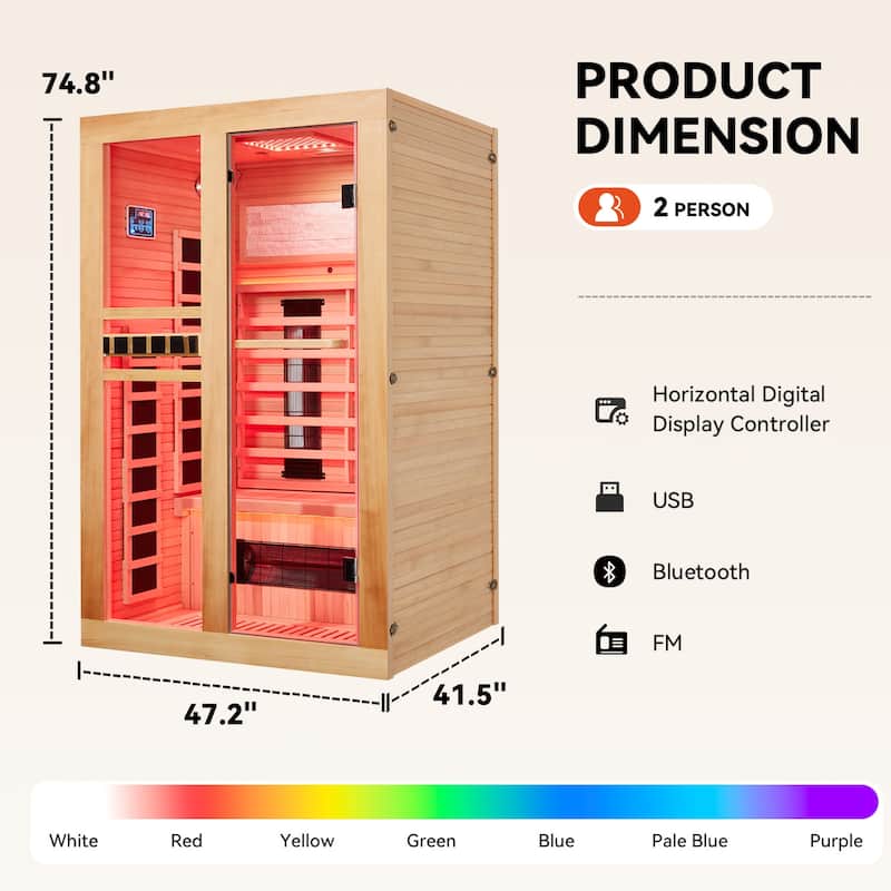 EROMMY up to 3 Person Infrared Sauna with 10-Minute Warm-Up Heater Tube and Carbon Plate