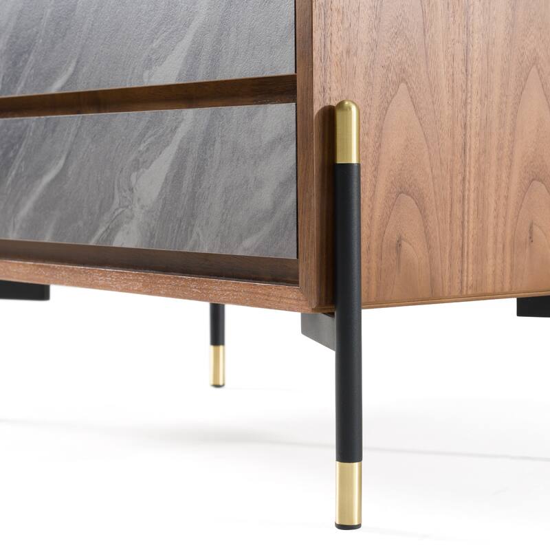Nova Domus Metcalf Mid-Century Walnut & Grey Nightstand