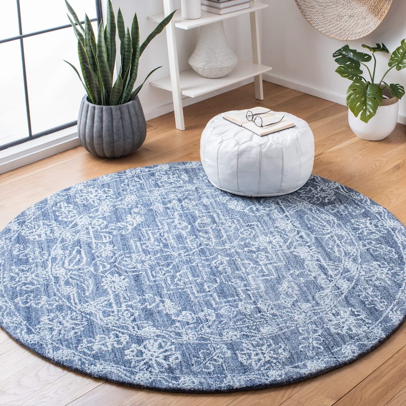 SAFAVIEH Handmade Marquee Nahla Rug - 6' Round - Navy