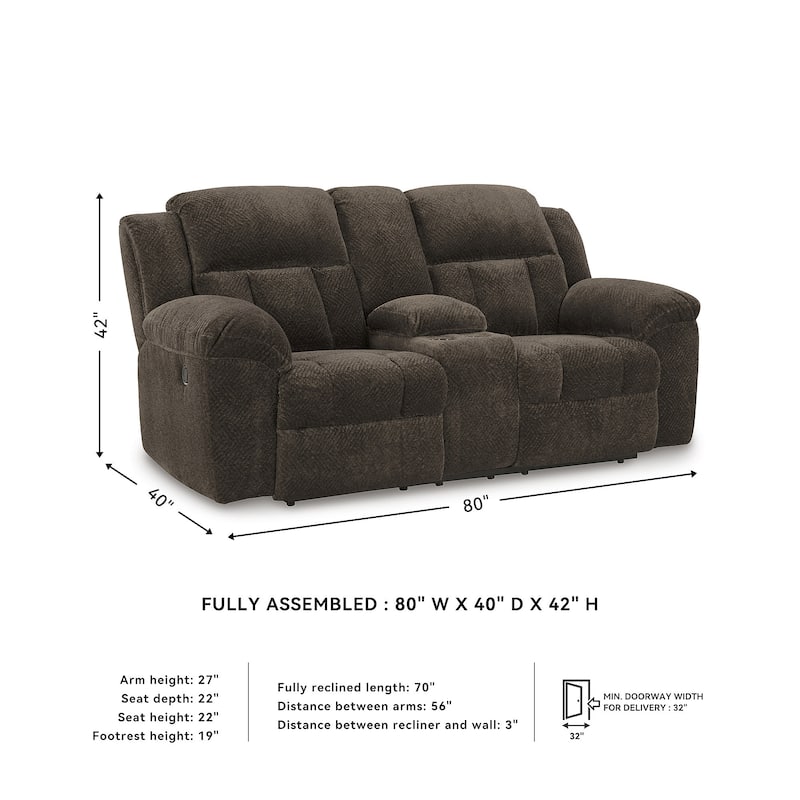 Signature Design by Ashley Frohn Double Reclining Loveseat with Console - 80"W x 40"D x 42"H