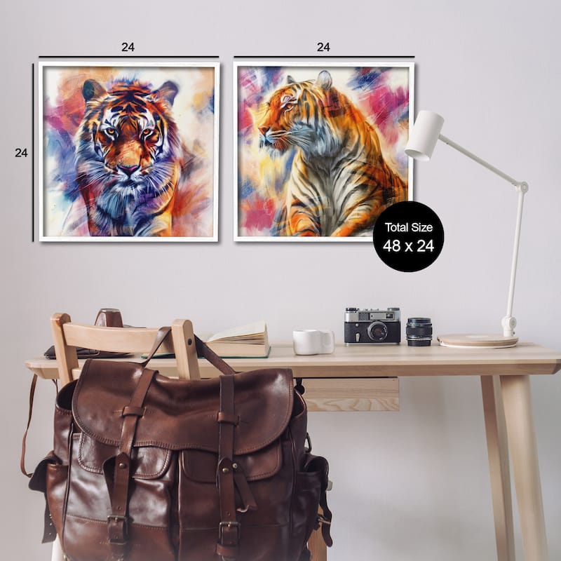 Stupell In The Wild Fierce Tiger Framed Giclee Art Design By Kim Allen (Set of 2)