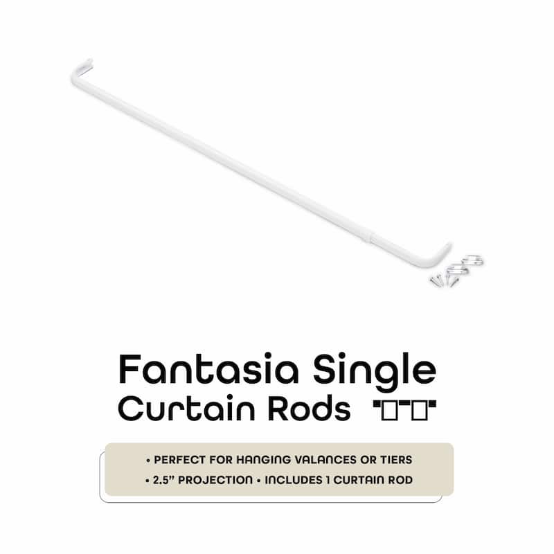 ACHIM Fantasia Single Curtain Rod 2.5" Projection - White