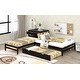 preview thumbnail 4 of 7, Full Size L-shaped Platform Beds with Drawers Linked with Built-in Rectangle Table and Twin Size Trundle.