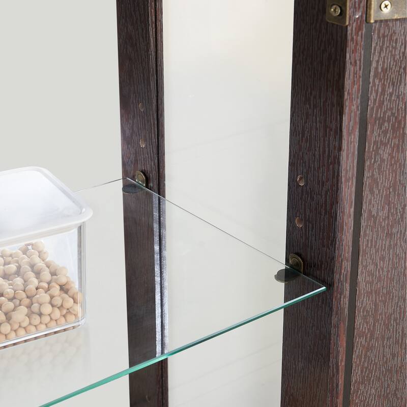 Elegant Lighted Glass Curio Cabinet,Includes Bulb